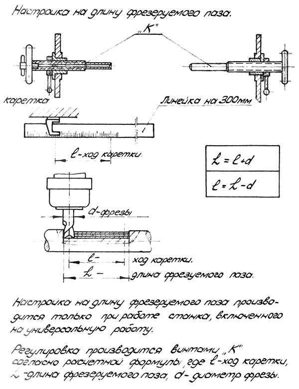 Налаштування длины фрезерування шпоночно-фрезерного верстата 692М
